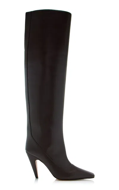 Stella Mccartney Spur Vegan-leather Knee Boots In Brown