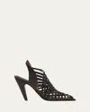 Stella Mccartney Spure Woven Slingback Peep-toe Pumps In Coffee