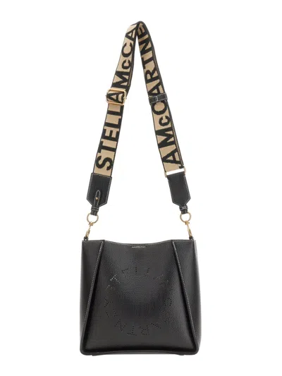 Stella Mccartney Square Black Crossbody Bag With Logo