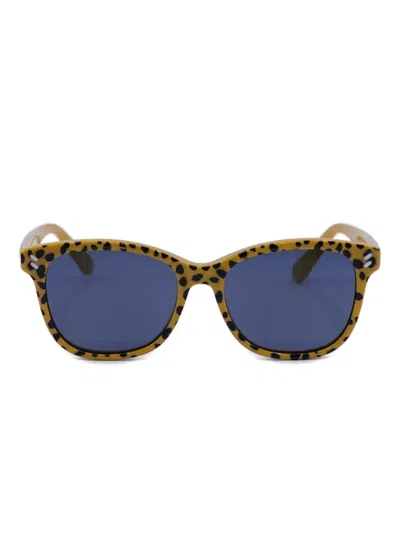 Stella Mccartney Square-frame Cheetah-print Sunglasses In Yellow