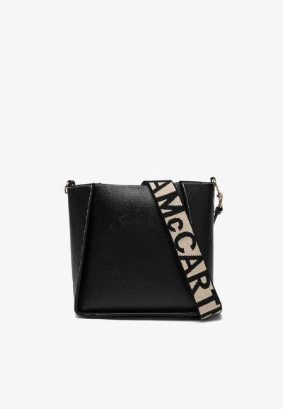 Stella Mccartney Square Logo Crossbody Bag In Black