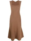 Stella Mccartney Square-neck Sleeveless Flared Dress In Brown