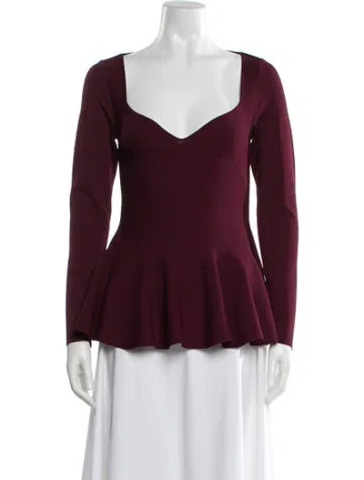 Pre-owned Stella Mccartney Square Neckline Long Sleeve Top W/ Tags In Burgundy