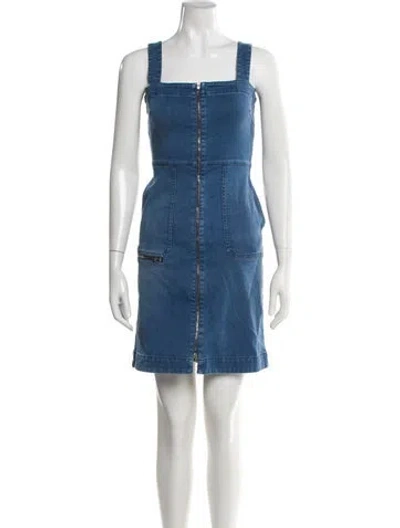 Pre-owned Stella Mccartney Square Neckline Mini Dress In Blue