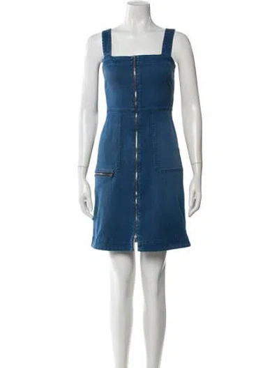 Pre-owned Stella Mccartney Square Neckline Mini Dress In Blue