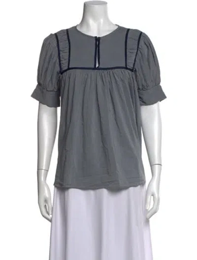 Pre-owned Stella Mccartney Square Neckline Short Sleeve Blouse In Grey