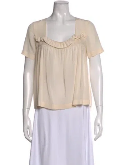 Pre-owned Stella Mccartney Square Neckline Short Sleeve Blouse In Neutral