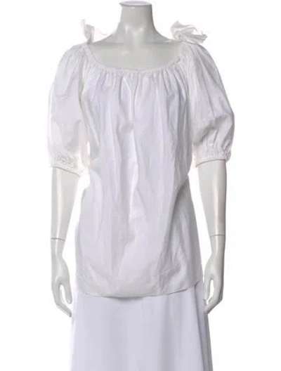 Pre-owned Stella Mccartney Square Neckline Short Sleeve Blouse In Neutral