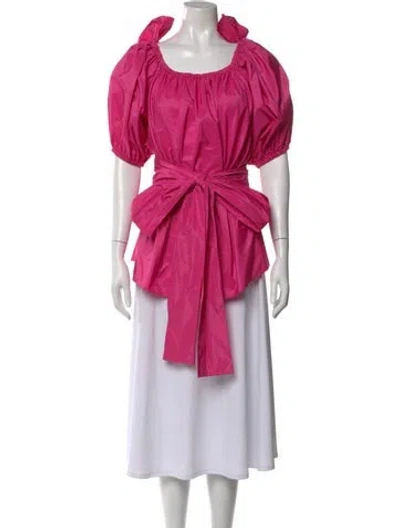 Pre-owned Stella Mccartney Square Neckline Short Sleeve Blouse In Pink