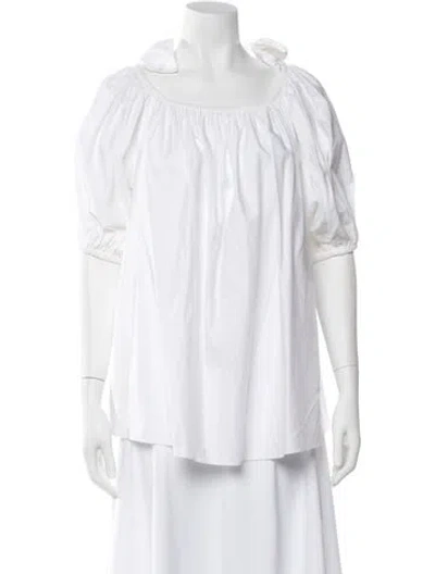 Pre-owned Stella Mccartney Square Neckline Short Sleeve Blouse In White