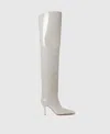 Stella Mccartney Square-toe Patent Thigh-high Stiletto Boots In White