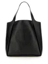Stella Mccartney Black Square Tote Bag With Embossed Logo In Black
