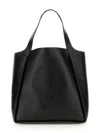 Stella Mccartney Black Square Tote Bag With Embossed Logo In Black