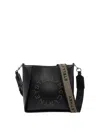 Stella Mccartney Studded Logo Eco Embossed Grainy Alter Mat Crossbody Bag Black In Black