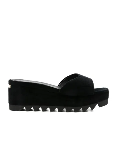Stella Mccartney Square-toe Wedge Sandals In Black