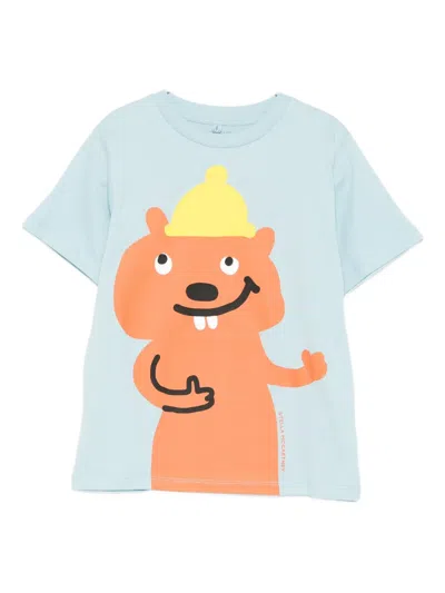 Stella Mccartney Kids' Squirl-print T-shirt In Blue