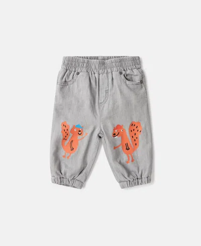 Stella Mccartney Squirrel Graphic Denim Jeans In Gray