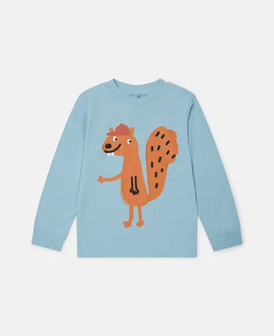 Stella Mccartney Squirrel Graphic Long-sleeve Top In Blue