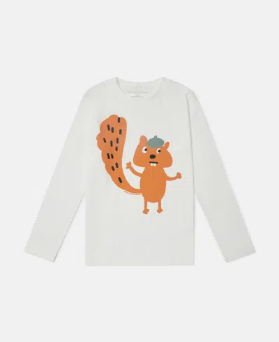 Stella Mccartney Squirrel Graphic Long-sleeve Top In White