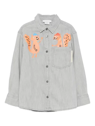 Stella Mccartney Kids' Squirrel-pocket Shirt In Grey