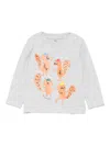 Stella Mccartney Squirrel-print Long-sleeve T-shirt In Gray