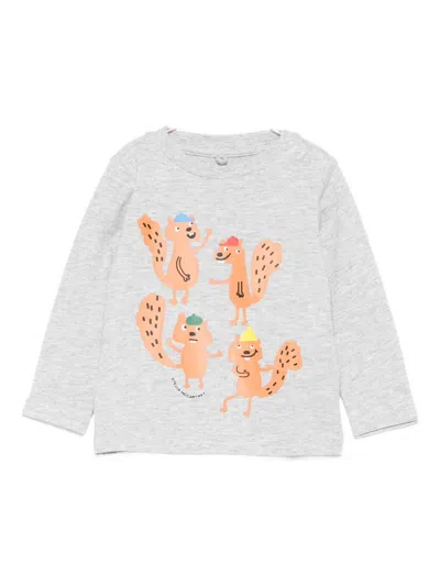 Stella Mccartney Babies' Squirrel-print Long-sleeve T-shirt In Gray