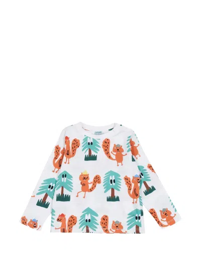 Stella Mccartney Kids' Squirrel-print Long-sleeve T-shirt In Multi