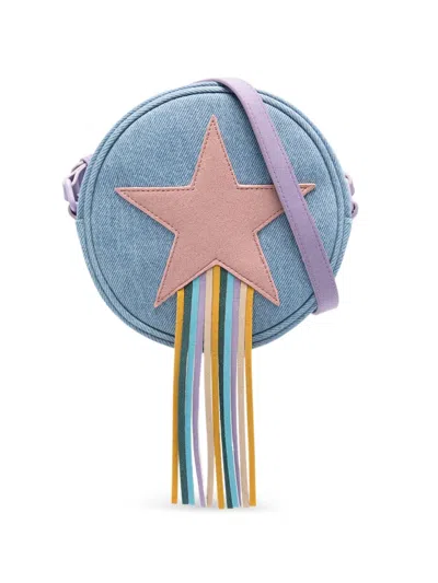 Stella Mccartney Kids' Star-appliqué Fringed Shoulder Bag In Blue