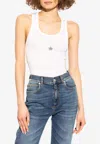 Stella Mccartney Star Appliqué Ribbed Tank Top In White