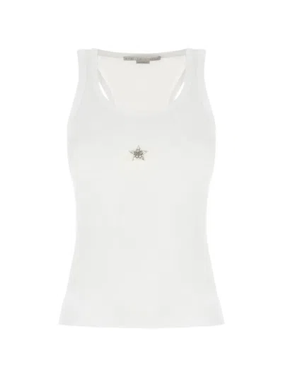 Stella Mccartney White Embellished Scoop Neck Top