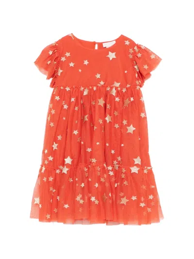 Stella Mccartney Kids' Star-embroidered Dress In Red