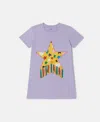 Stella Mccartney Star Graphic Fringe T-shirt Dress In Purple