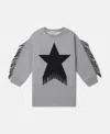 Stella Mccartney Star Graphic Fringed Dress In Grey