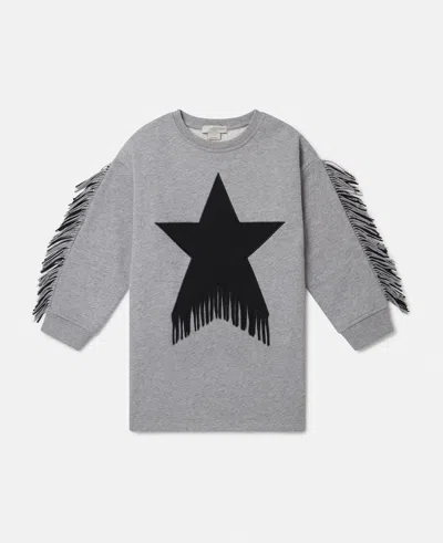 Stella Mccartney Star Graphic Fringed Dress In Grey