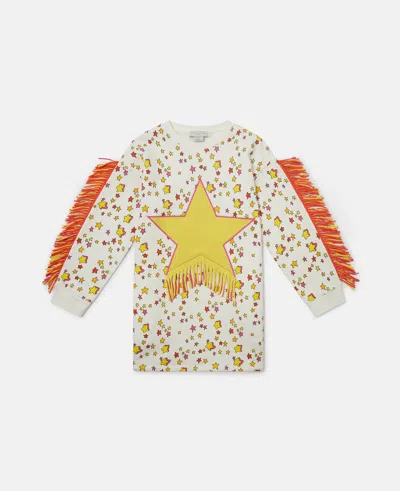 Stella Mccartney Star Graphic Fringed Sweatshirt Dress In Yellow