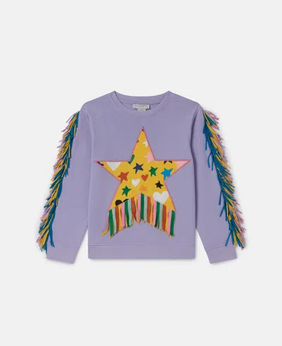 Stella Mccartney Embroidered Cotton Crewneck Sweatshirt In Purple