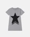 Stella Mccartney Star Graphic Fringed T-shirt Dress In Grey