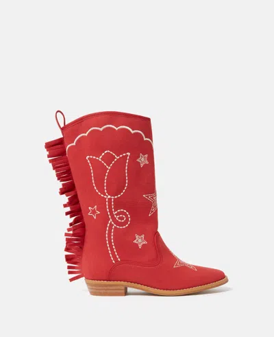 Stella Mccartney Star Motif Western Boots In Red