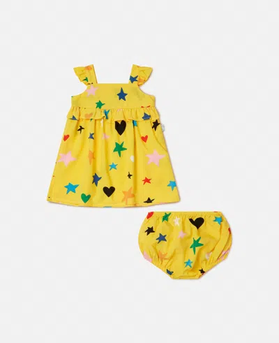 Stella Mccartney Star Pattern Dress And Bloomers Set In Yellow
