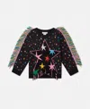 Stella Mccartney Star Pattern Fringe Sweatshirt In Multicolor