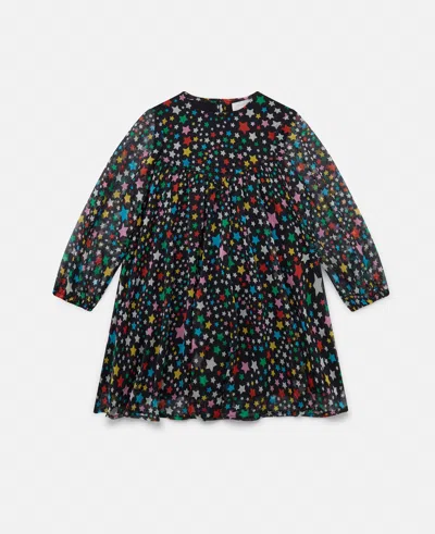 Stella Mccartney Star Print Georgette Dress In Black/multi