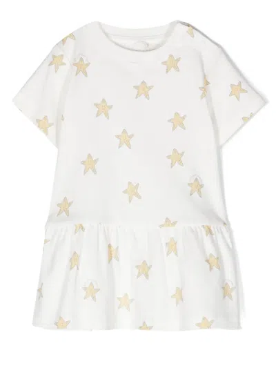 Stella Mccartney Babies' Star-print Cotton Dress In 白色