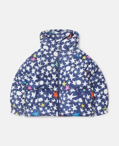 Stella Mccartney Star Print Hooded Puffer Coat In Multi