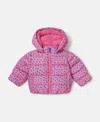 Stella Mccartney Star Print Hooded Puffer Coat In Multi