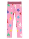 Stella Mccartney Girl's Glitter Multicolor Star-print Leggings In Pink