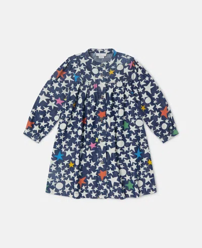 Stella Mccartney Kids' Star Print Long-sleeve Dress In Blue