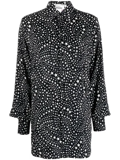 Stella Mccartney Star-print Long-sleeve Shirt In Black