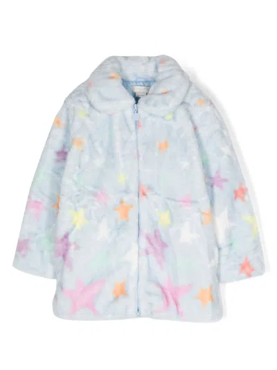 Stella Mccartney Kids' Star-print Shearling Jacket In Blue