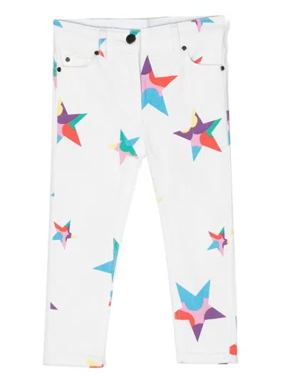 Stella Mccartney Kids' Star-print Tapered Jeans In Bianco