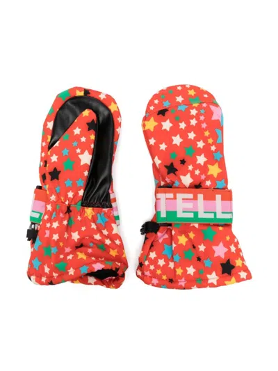 Stella Mccartney Kids' Star-printed Mittens In Red